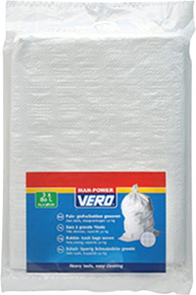 Vero Man-Power Puinzakken - Set van 3 Stuks - Inhoud 80 Liter - Geweven Polyethyleen - Scheurvast - Geschikt voor Puin, Zand en Bouwafval - Afmetingen 65 x 98 cm - Kleur Wit