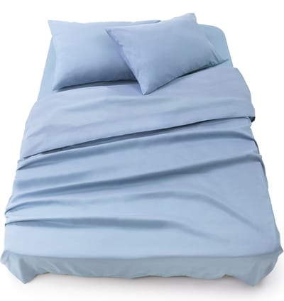 Blumtal 3-delige Set Bedlaken - Hoeslaken 150 x 200 x 30 cm - Laken 240 x 275 cm - 2 x Kussensloop 50 x 80 cm - Lichtblauw