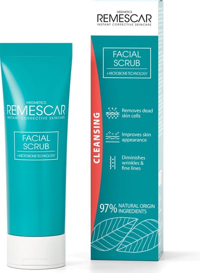 Remescar Anti-Aging Gezichtsscrub - Scrub vrouwen tegen rimpels en fijne lijntjes, verminderen van hyperpigmentatie, voor gladde en egale huid, met Microbiome Technologie, 75 ml