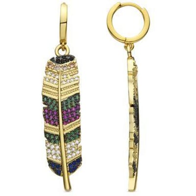 Luxenter Multicolour Zirkonia oorbellen afgewerkt in 18k geelgoud - Muisem