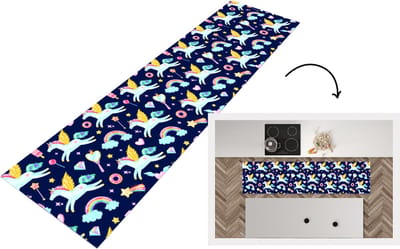 Keukenloper - Loper keuken - Eenhoorn - Regenboog - Diamant - Patronen - 200x50 cm - Keukenloper vinyl