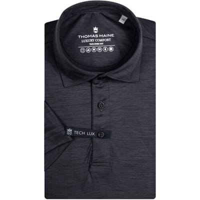 Thomas Maine Polo Wool Short Sleeve Luxury Comfort Dark Silver / male