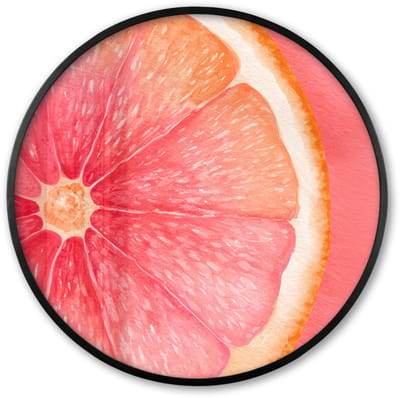 Poster in lijst Rond - Fotolijst 60x60 cm - Posters - Grapefruit - Roze - Levendig - Ronde posterlijst zwart - Decoratie - Wanddecoratie woonkamer - Muurdecoratie slaapkamer