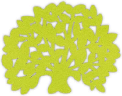 Boom vilt onderzetters - Lichtgroen/Lime - 6 stuks - 11 x 10 cm - Tafeldecoratie - Glas onderzetter - Cadeau - Woondecoratie - Woonkamer - Tafelbescherming - Onderzetters Voor Glazen - Keukenbenodigdheden - Woonaccessoires - Tafelaccessoires