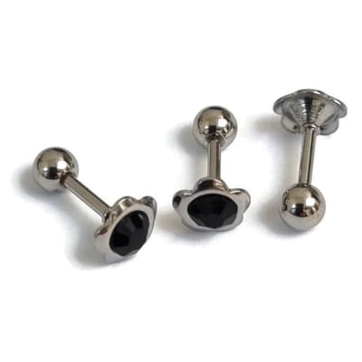 Aramat Jewels | Piercings | Zwarte Zirkonia Helix Oor piercing | | | |6mm | Staal | Volwassenen | Verkleurd niet