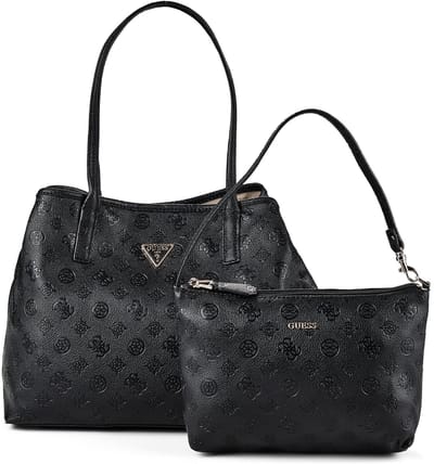 GUESS shopper Victtoria 2 in 1 Tote Black Logo zwart