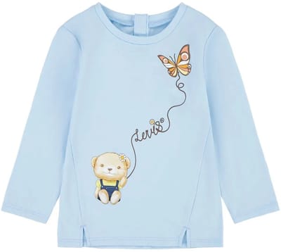 Levi´s ® Kids Bear Notched Front T-shirt Met Lange Mouwen Blauw 6 Months Meisje