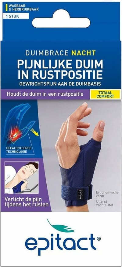 EPITACT DUIMBRACE NACHT, VOOR DE RECHTER HAND MAAT M. De duimbrace verlicht gewrichtspijn aan de duimverlicht en vertraagd de ontwikkeling van duimartrose.