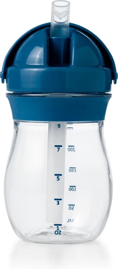OXO Tot Transitions Rietjesbeker - Drinkbeker met rietje - Drinkbeker baby - Drinkbeker kinderen - Antilekbeker - 250 ml - Navy
