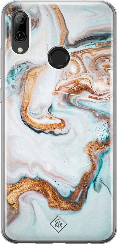 Casimoda® hoesje - Geschikt voor Huawei P Smart (2019) - Marmer Blauw Goud - Siliconen/TPU - Soft Case - Blauw - Marmer