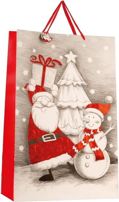 XXL Cadeauzak Kerstmis - Grote Geschenkzak - Cadeaus Inpakken - Met Glitter - 50x72x16 cm - Veelkleurig