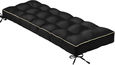 Buitenkussen Tuinbank - Terraszitkussen Bankkussen - Ontspannen Buiten - Traagschuim Vulling - 122 x 46 x 10 cm - Zwart