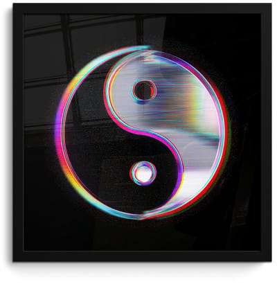 Poster in lijst - Fotolijst 40x40 cm - Posters - Yin-Yang - Cirkel - Regenboog - Posterlijst zwart - Decoratie - Wanddecoratie woonkamer - Muurdecoratie slaapkamer