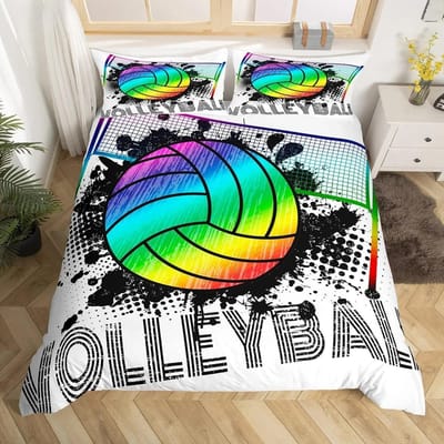 Volleybal Beddengoed Set Sporten King Queen Dekbedovertrek Jongens Meisjes Bal Thema Vuur en Water Dekbedovertrek Polyester Quiltovertrek 200X200cm 3pcs