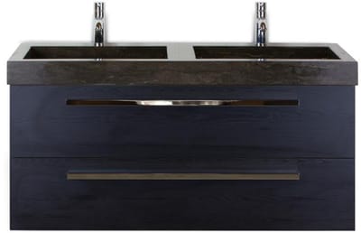 Seville Badmeubelset 120 cm - 2 Laden Black Oak - Wastafel Lucca Dubbel