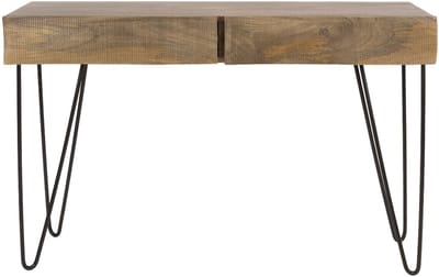 Fraaai - Pioter hal-/kaptafel 2 lades massief mangohout - zand - brons onderstel