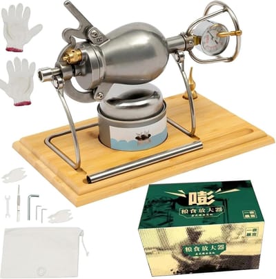 Hogedruk Popcorn Maker - Popcorn Kanon - Verse Snacks Maken - Traditioneel Ontwerp - 1 Liter Capaciteit - Zilver