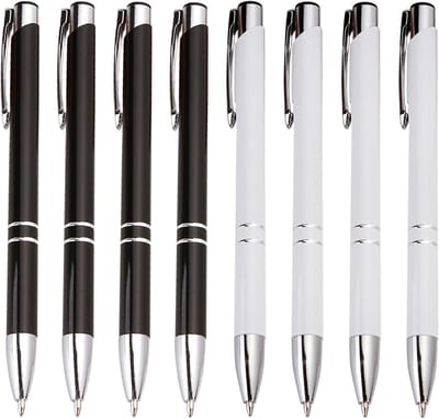 Ergonomische en duurzame vulpen met retractable functie, 8 stuks in zwart en wit, ideaal voor kantoor en schoolgebruik