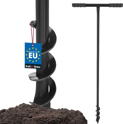 KOTARBAU® Handgrondboor, Palenboor, ⌀ 50 mm, Metaal, 115 cm, Zwart, Grondboor, Grondboor voor Hekpalen, Handboor voor Grond, T-Greep, Ergonomisch en Robuust, Tuinboor