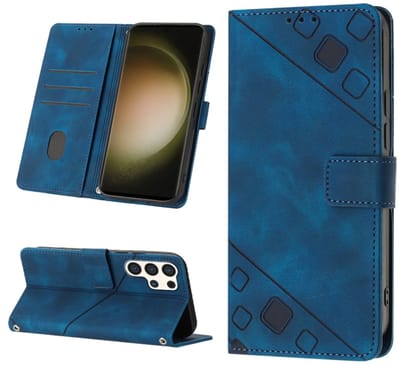 Voor Samsung Galaxy S24 Ultra 5G Huidgevoel reliëf lederen telefoonhoes (blauw)