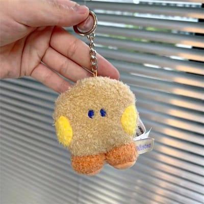 LINE FRIENDS BT21 Anime Kpop en Cartoon-thema 8cm Mini Dier COOKY RJ TATA Pluche Schattige Sleutelhanger en Rugzak Bedeltje beige