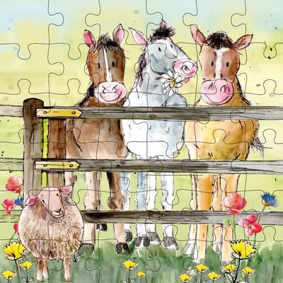 Puzzel wenskaart - Animal Friends - Wenskaart met Puzzel - JPC014- Horses