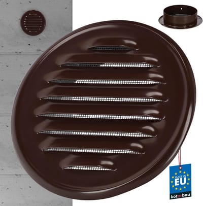 Ventilatierooster 100 mm - Zinkplaat Bruin voor Afvoerlucht met Insectenbescherming