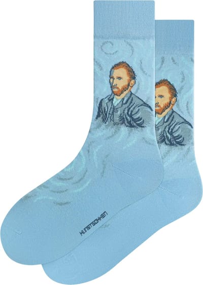 Kunst sokken - Zelfportret: Van Gogh - Sokken Dames 36 40 - Biologisch Katoenen Sokken - funny socks happy - Vrolijke Sokken - Grappige Sokken - Sokken Cadeau