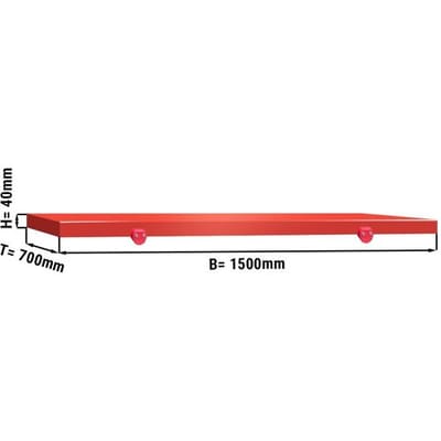 GGM Gastro Schneideplatte für Arbeitstisch - 1500x700mm - HACCP-Konform - Rot Rood