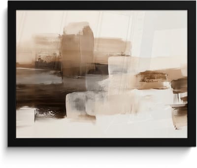 Poster in lijst - Fotolijst 40x30 cm - Posters - Penseelstreken - Abstract landschap - Rust - Posterlijst zwart - Decoratie - Wanddecoratie woonkamer - Muurdecoratie slaapkamer
