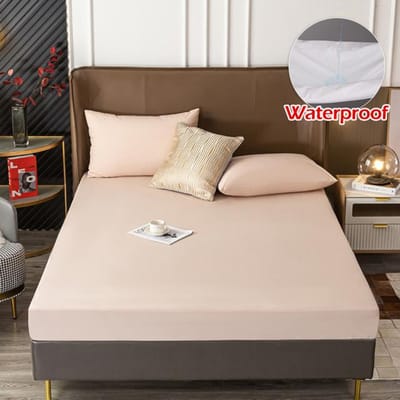 Housse de matelas imperméable et colorée, respirante, anti-poussière, pour lit double, double, double, queen size et king size 48x74 CM crème