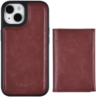 UNIQ Accessory Back Cover - iPhone 15 - Rood - Afneembare pasjeshouder - Strak design