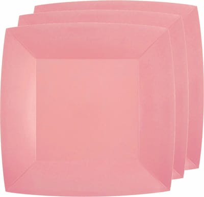 Santex Feest gebaksbordjes - roze - 10x - karton - 18 cm - vierkant - kartonnen feestbordjes