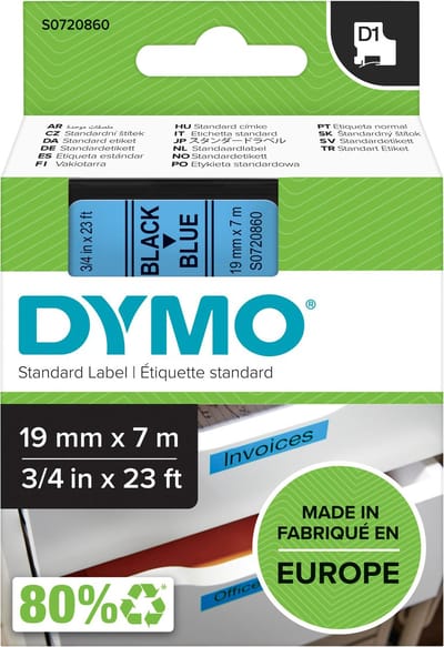 Laminated Tape for Labelling Machines Dymo D1 45806 LabelManager™ Black Blue 19 mm (5 Units)