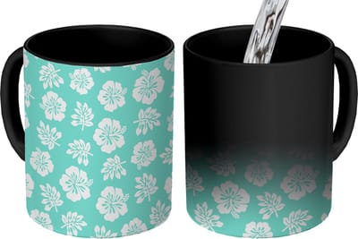 Magische Mok - Foto op Warmte Mokken - Koffiemok - Hawaii - Hibiscus - Bloem - Patronen - Magic Mok - Beker - 350 ML - Theemok