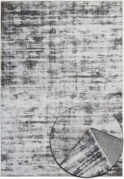 Modern Abstract Vloerkleed - Zacht - Machinewasbaar Tapijt- Antislip - Premium Polyester Vezels - Zilver - 120cm x 160cm