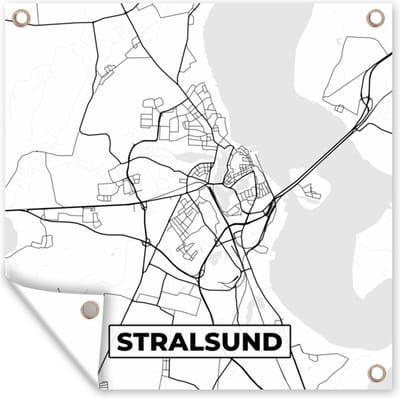 Tuin poster Stralsund - Stadskaart - Plattegrond - Kaart - 200x200 cm - Tuindoek