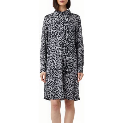 Leopardprint Viscose Lange Mouwen Overhemdjurk Met Kragen Voor Vrouwen COMMA