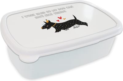 Broodtrommel Wit - Lunchbox - Brooddoos - Spreuken - Quotes - I work hard so my dog can have nice things - Honden - 18x12x6 cm - Volwassenen