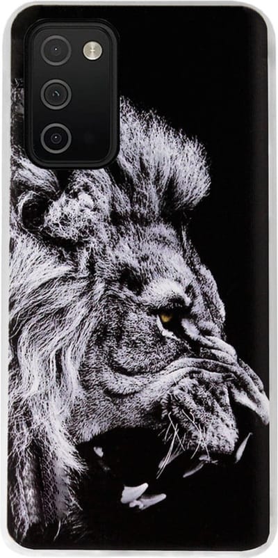 ADEL Siliconen Back Cover Softcase Hoesje Geschikt voor Samsung Galaxy A03s - Leeuw Zwart
