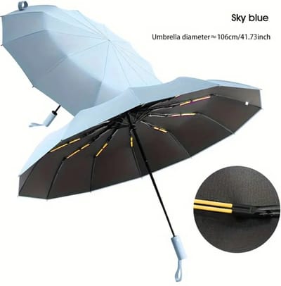 Livano Moderne Golf Paraplu - Stormparaplu - Opvouwbaar - Windproof - Stormproef - UV Bescherming - Umbrella - Draagbaar - Lichtblauw
