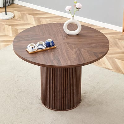 Ronde Eettafel - Keukentafel Woonkamertafel - Gezellig Tafelen - Met Opbergruimte - 100 cm - Walnoot
