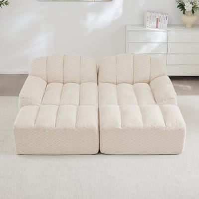 MODFU Modulaire Bank - Frameloos En Ergonomisch - Voor Woonkamer - Fleecestof - Beige Wit