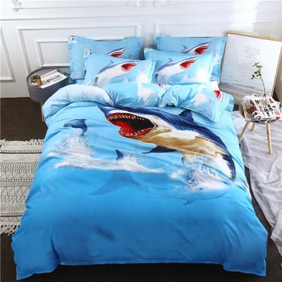 Grote Witte Haaien Duurzaam Materiaal Dekbedovertrek Set King Size Queen Afmeting Full Twin Maat Maat Maat Beddengoed Set EU single(135x200cm) blue