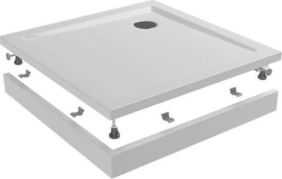 Wiesbaden Anjo Voorzetpaneel + poten tbv vierkante douchebak 90 x 90 x 4 cm -Wit
