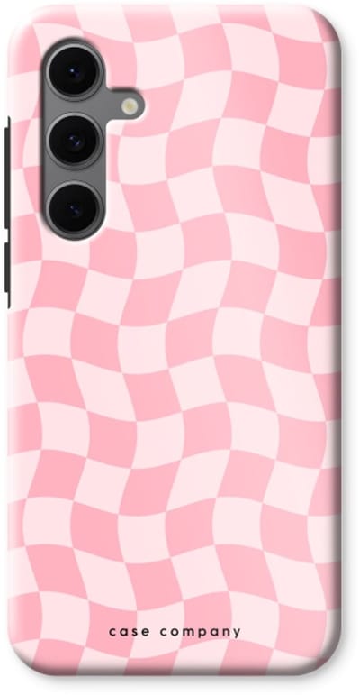 Case Company® - Hoesje geschikt voor Samsung Galaxy S24 FE hoesje - Grid Roos - Tough Case - Maximale Bescherming alle Kanten en Schermrand