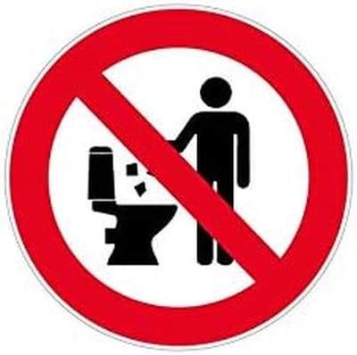 Waarschuwingssticker Verboden - Zelfklevend bord - Toiletten - Weerbestendig vinyl - 80x80 mm - Rood