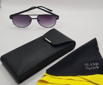 Designer brillenkoker van luxe kunstleer van hoge kwaliteit / zwarte brillenkoker met doekje / brillendoos of zonnebril / cadeau / boîte de rangement / Zonnebril Koker / SK35.80.08 / Étui à lunettes de lecture Unisexe / Eyeglass Case / Aland optiek