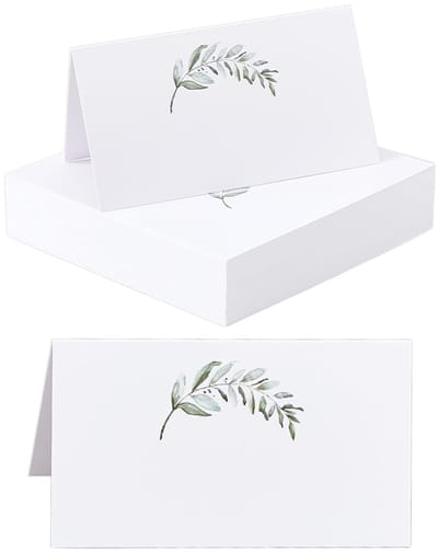 Dailygoods- Plaatskaarten 100 Stuks - Rechthoekig - Bladpatroon - Tentstijl - Verjaardagsfeest/Bruiloft - 90x100 mm - Compact en Stabiel - Tafelkaartjes