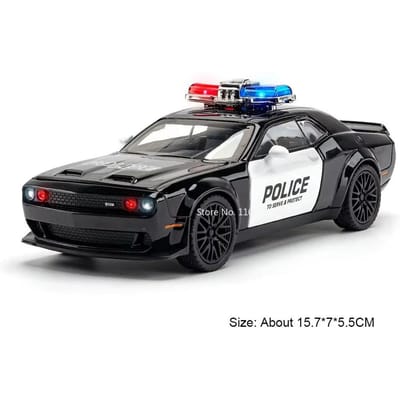 1:Échelle 32 Challenger Srt Demon Hellcat Voitures Jouets Modèles Alliage Voiture de Sport Lumière Son Modèle de Voiture de Police Jouet Collection pour Enfants Cadeaux